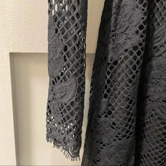 & Other Stories Long Sleeve Lace Detail Black Fit Flare Dress US 8 Black - Picture 4 of 11